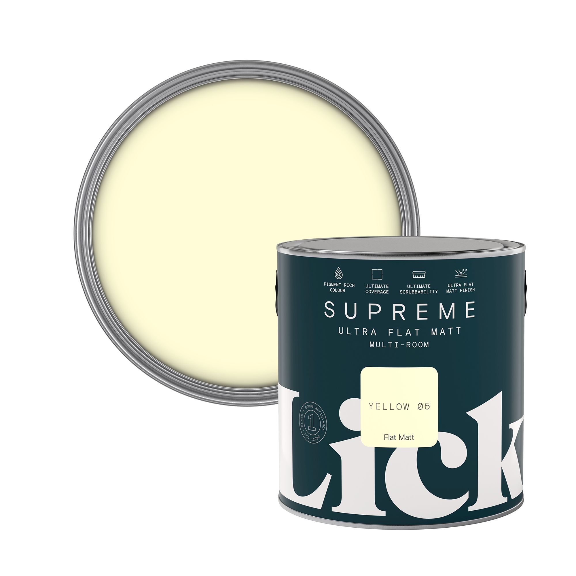 Lick Supreme Yellow 05 Flat matt Multi-surface Emulsion paint, 2.5L