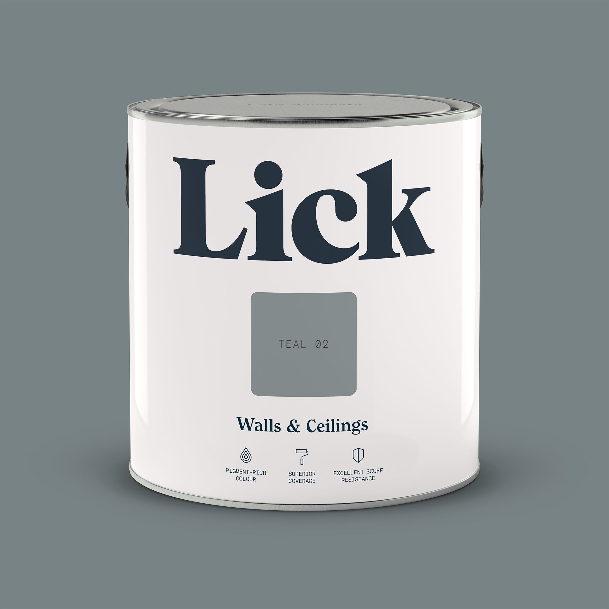 Lick Teal 02 Matt Wall & ceiling Emulsion paint, 2.5L