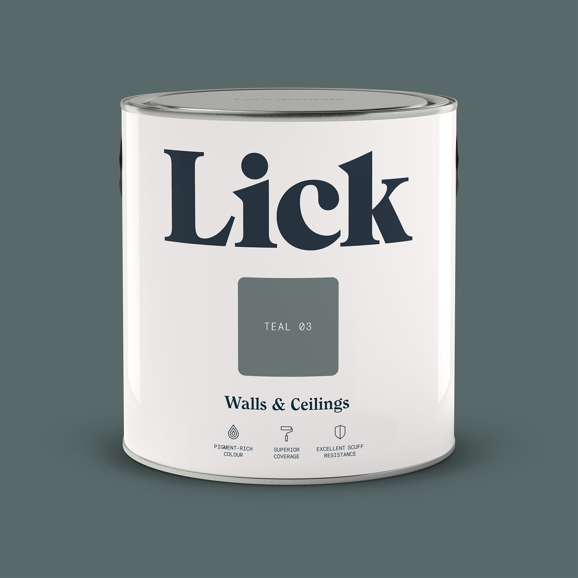 Lick Teal 03 Matt Wall & ceiling Emulsion paint, 2.5L