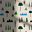 Lick White, Blue & Green Trees 01 Textured Wallpaper
