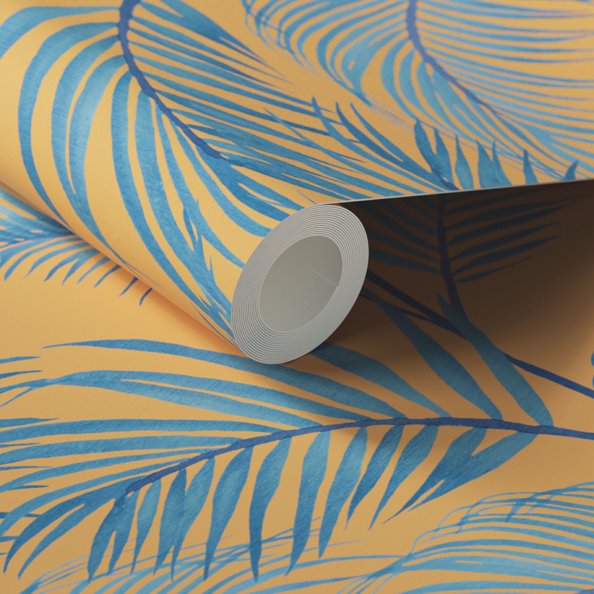 Lick Yellow & Blue Jungle 01 Patterned Smooth Wallpaper