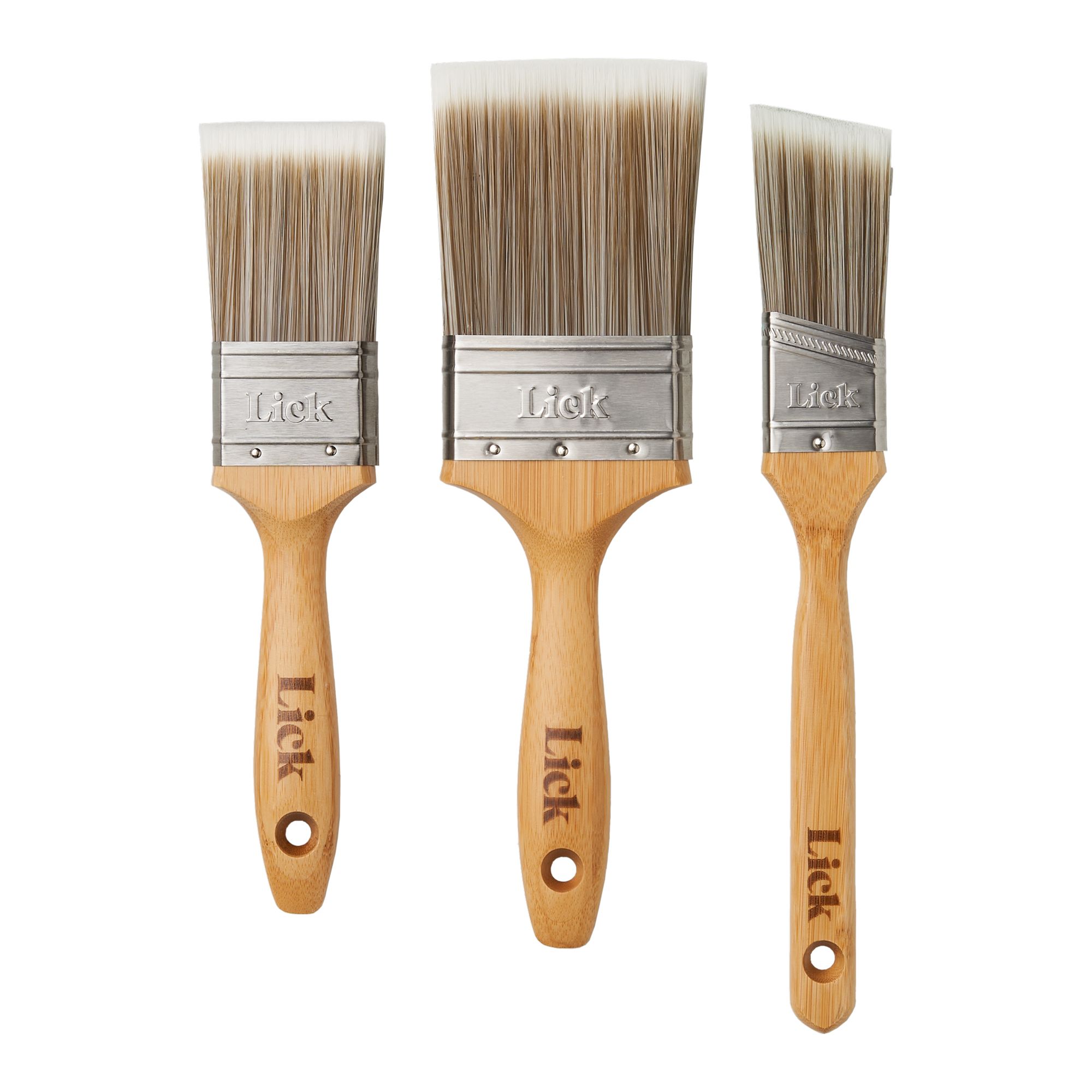 LickTools Flagged tip Paint brush, Pack of 3 - Sizes 1.5AS, 2F, 3F