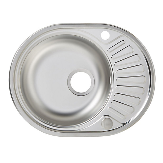 Liebig Satin Stainless Steel 1 Bowl, Stainless Steel Sink Round Bowl And Drainer