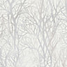 Life 4 White Tree Silver effect Textured Wallpaper