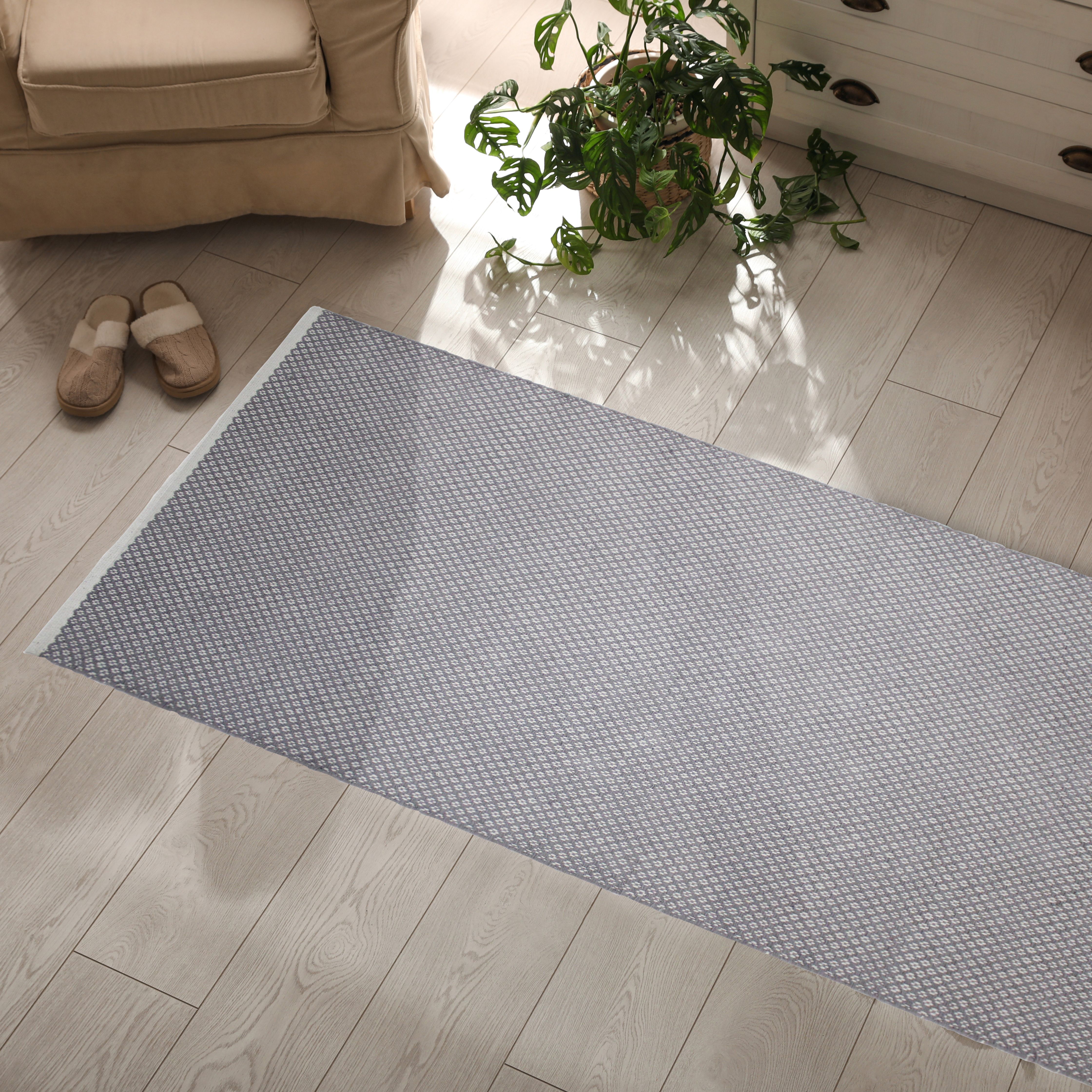 Light grey Diamond Small Runner, (L)150cm x (W)80cm