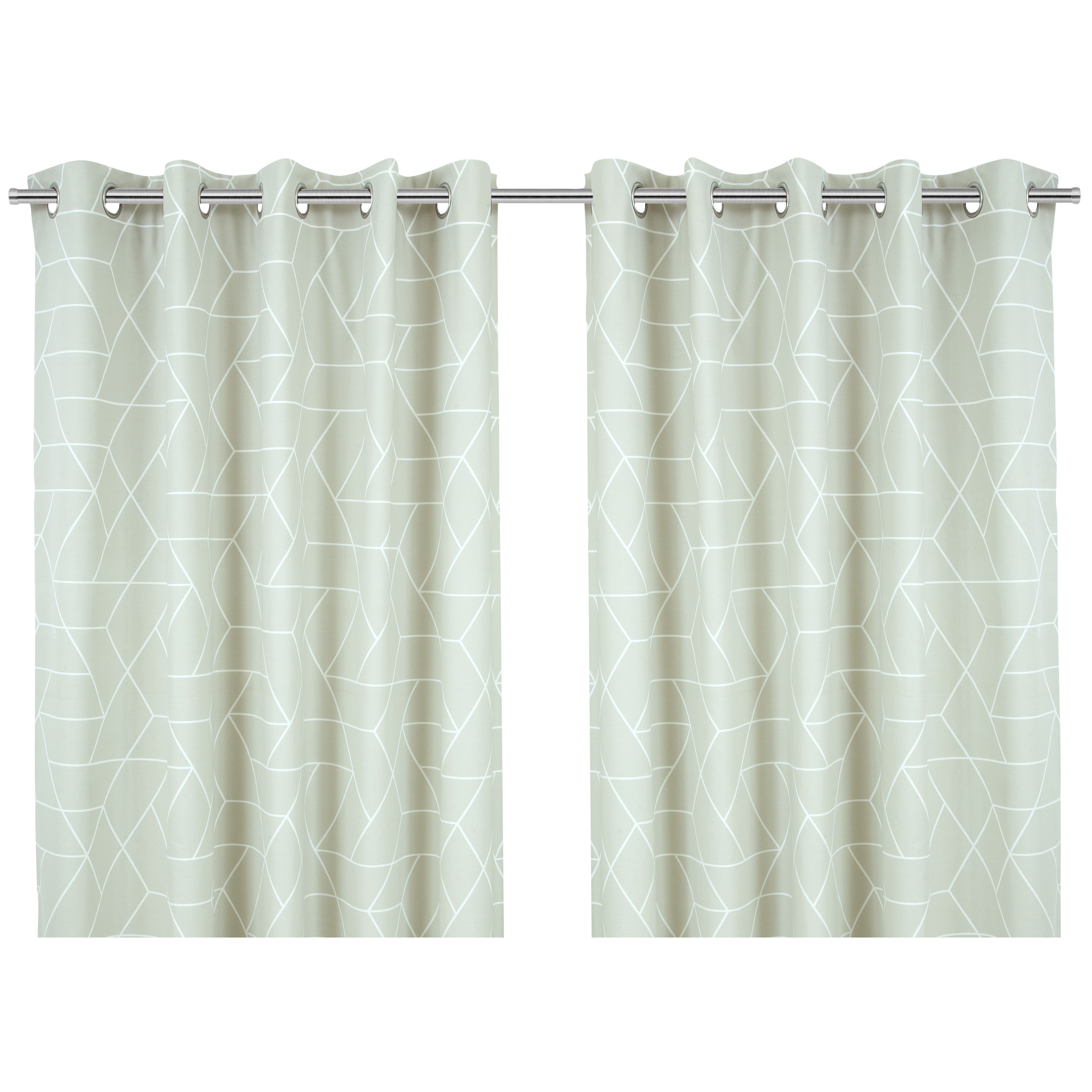 Light grey Geo cubes Lined Eyelet Curtain (W)117cm (L)137cm, Pair