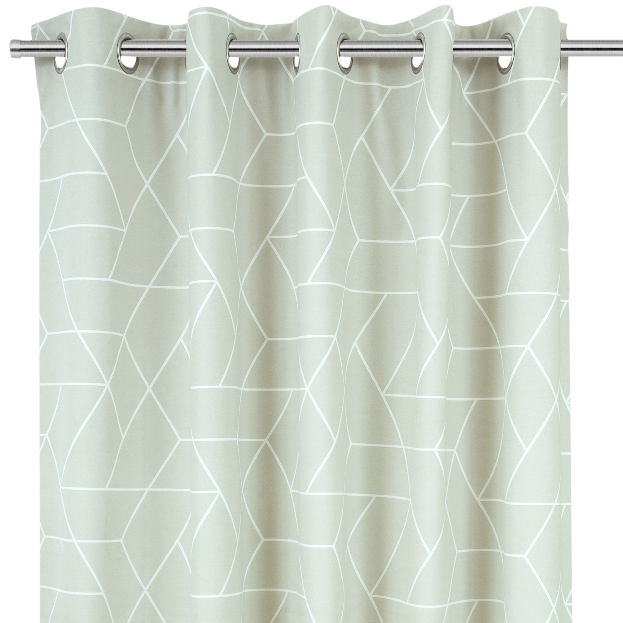 Light grey Geo cubes Lined Eyelet Curtain (W)228cm (L)228cm, Pair