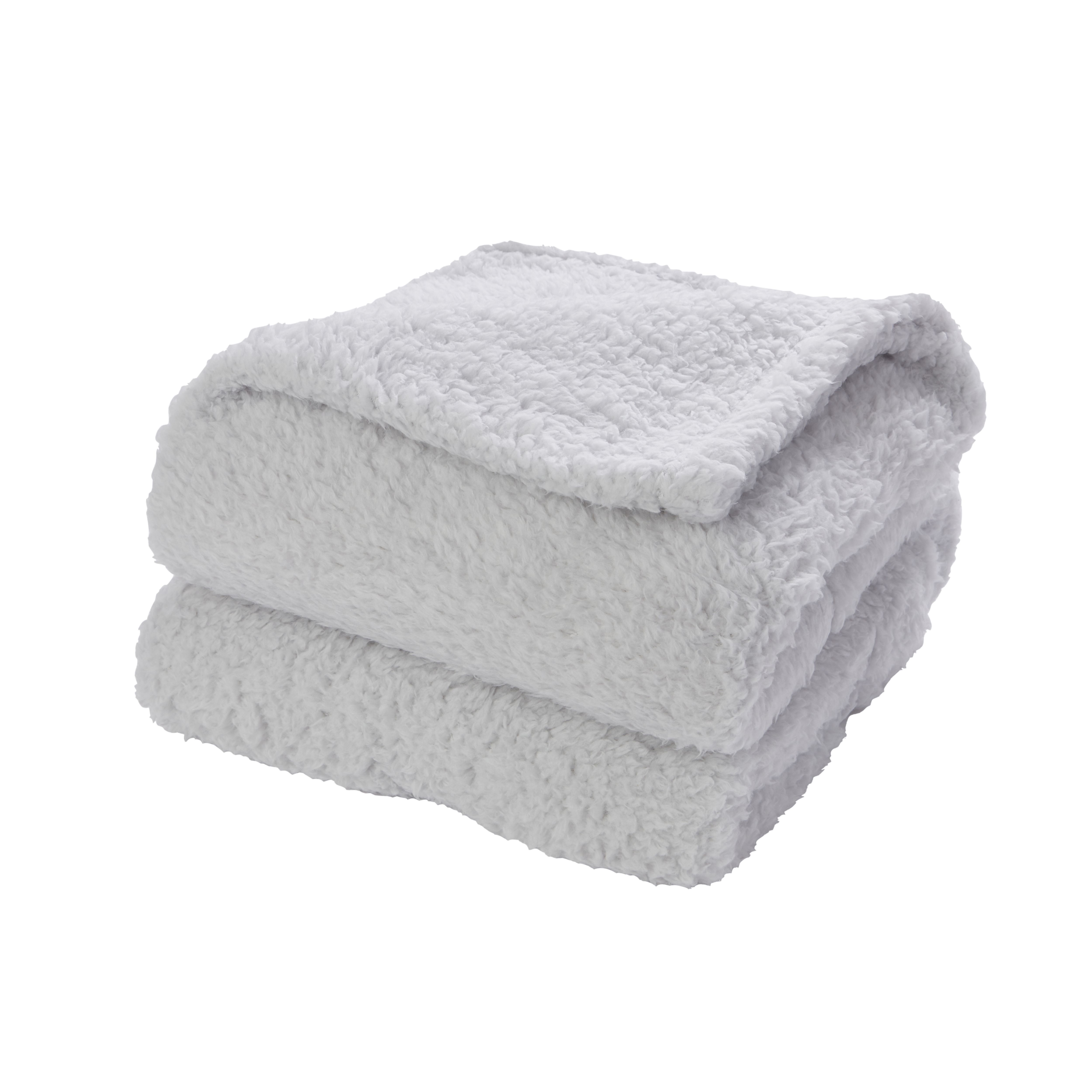 Light Grey Teddy Fleece Throw 