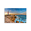 Lighthouse shore Blue Canvas art (H)1100mm (W)1600mm