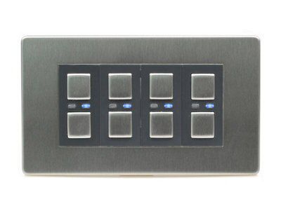 LightwaveRF Steel profile Quadruple Screwless Dimmer switch