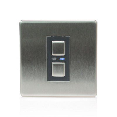 LightwaveRF Steel profile Single Screwless Dimmer switch