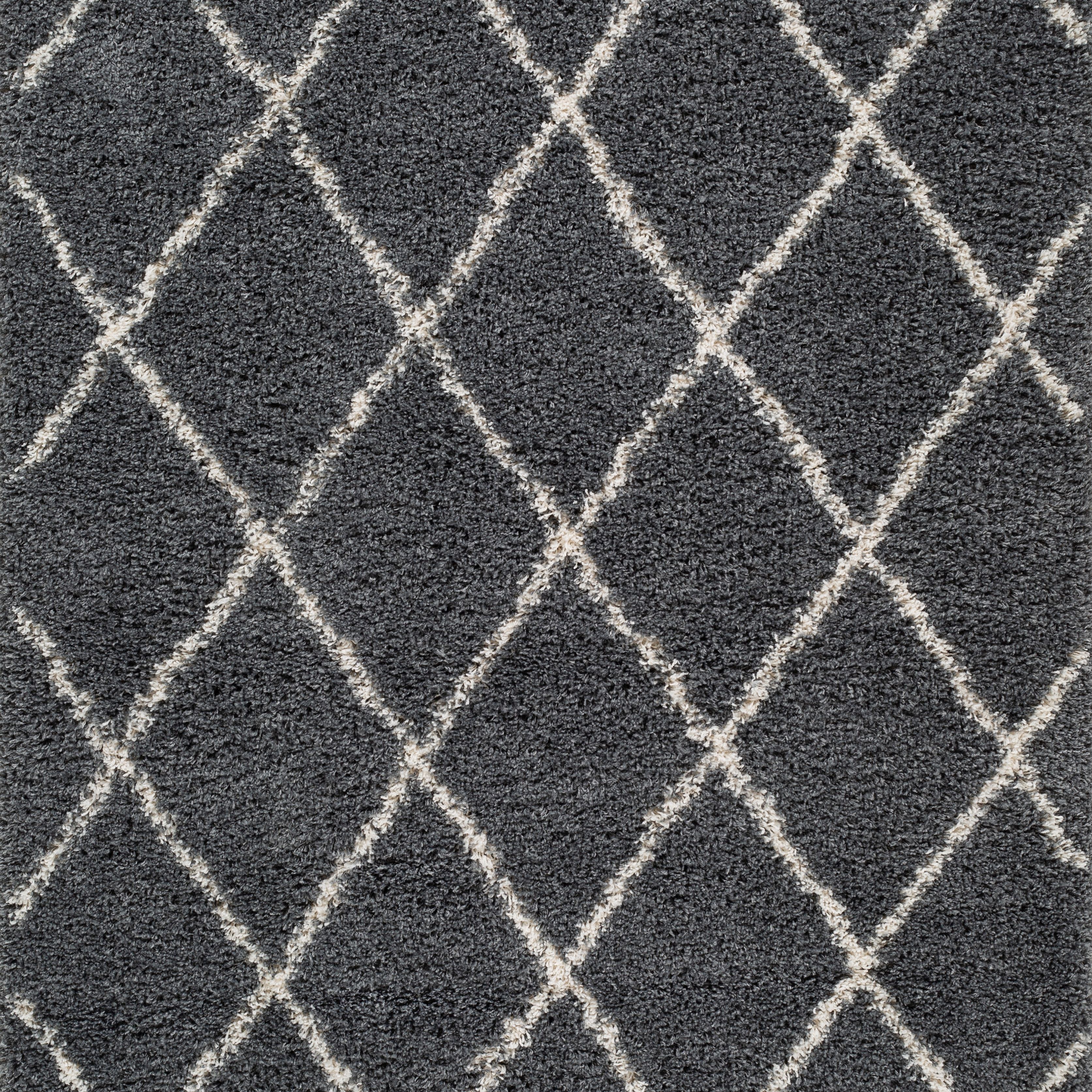 Lila Dark grey & white Lattice Medium Rug, (L)170cm x (W)120cm