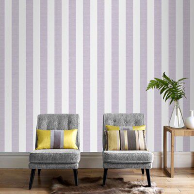 Lilac Shimmer effect Striped Wallpaper