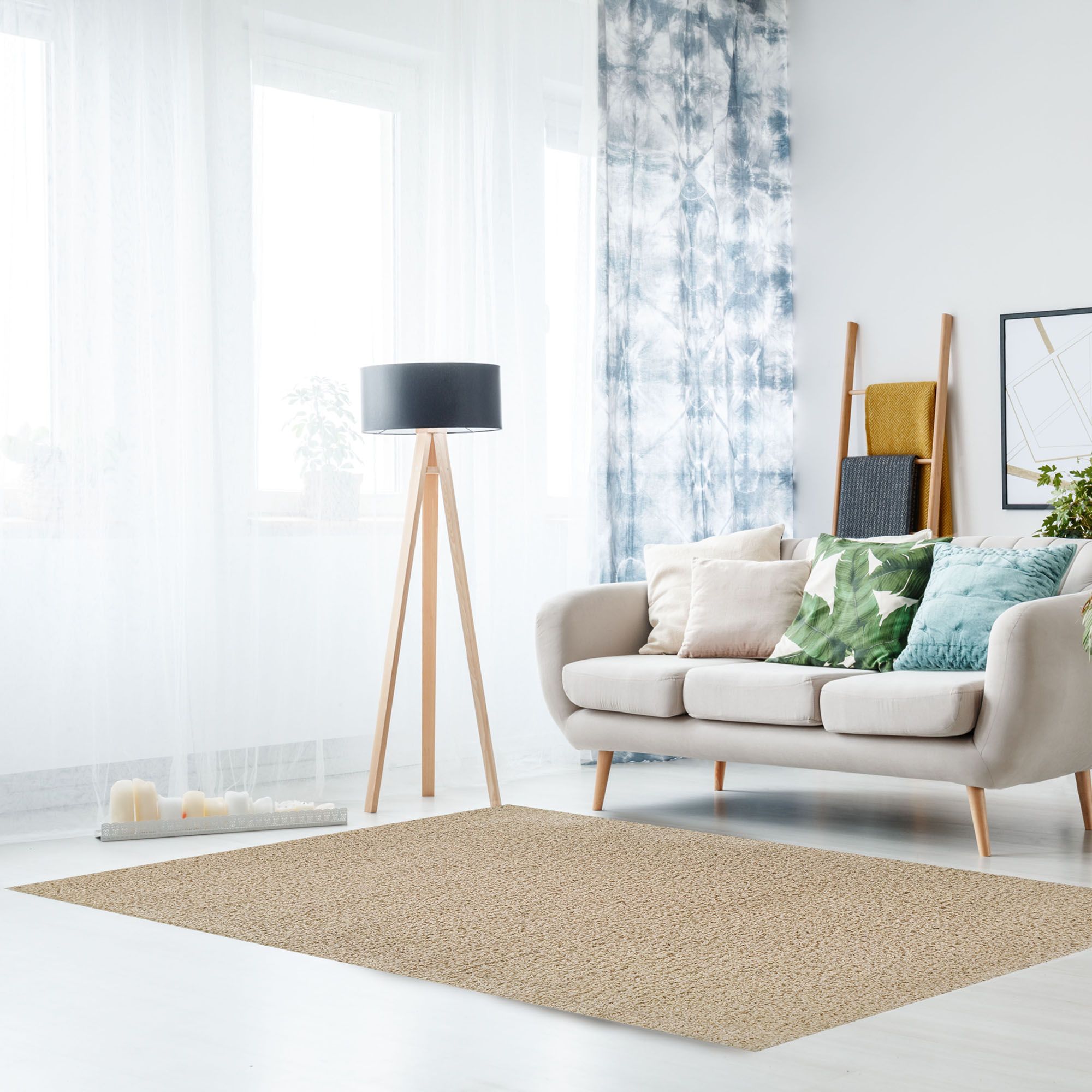 Lilia Light cream Shaggy Medium Rug, (L)160cm x (W)120cm