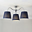 Lily Pleated Fabric & metal Navy 3 Lamp LED Ceiling light
