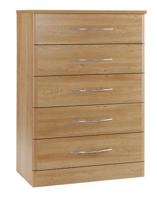 Lima Oak effect 5 Drawer Chest (H)1152mm (W)804mm (D)448mm | DIY at B&Q
