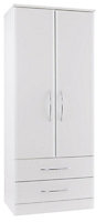 Lima White Double Wardrobe (H)1932mm (W)804mm (D)540mm
