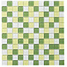 Lime Glass Mosaic tile sheet, (L)300mm (W)300mm