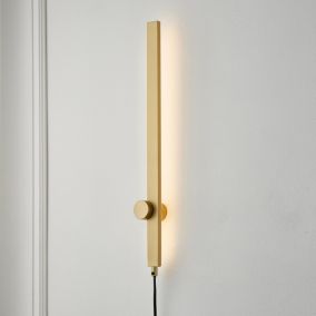 Line Brass effect Plug-in LED Wall light