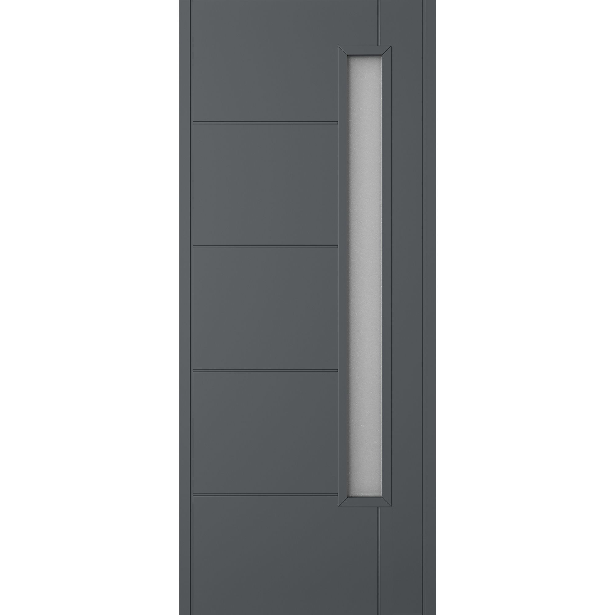 Linear 5 panel Frosted glass Frosted Glazed Shaker Anthracite External Panel Front door, (H)1981mm (W)838mm