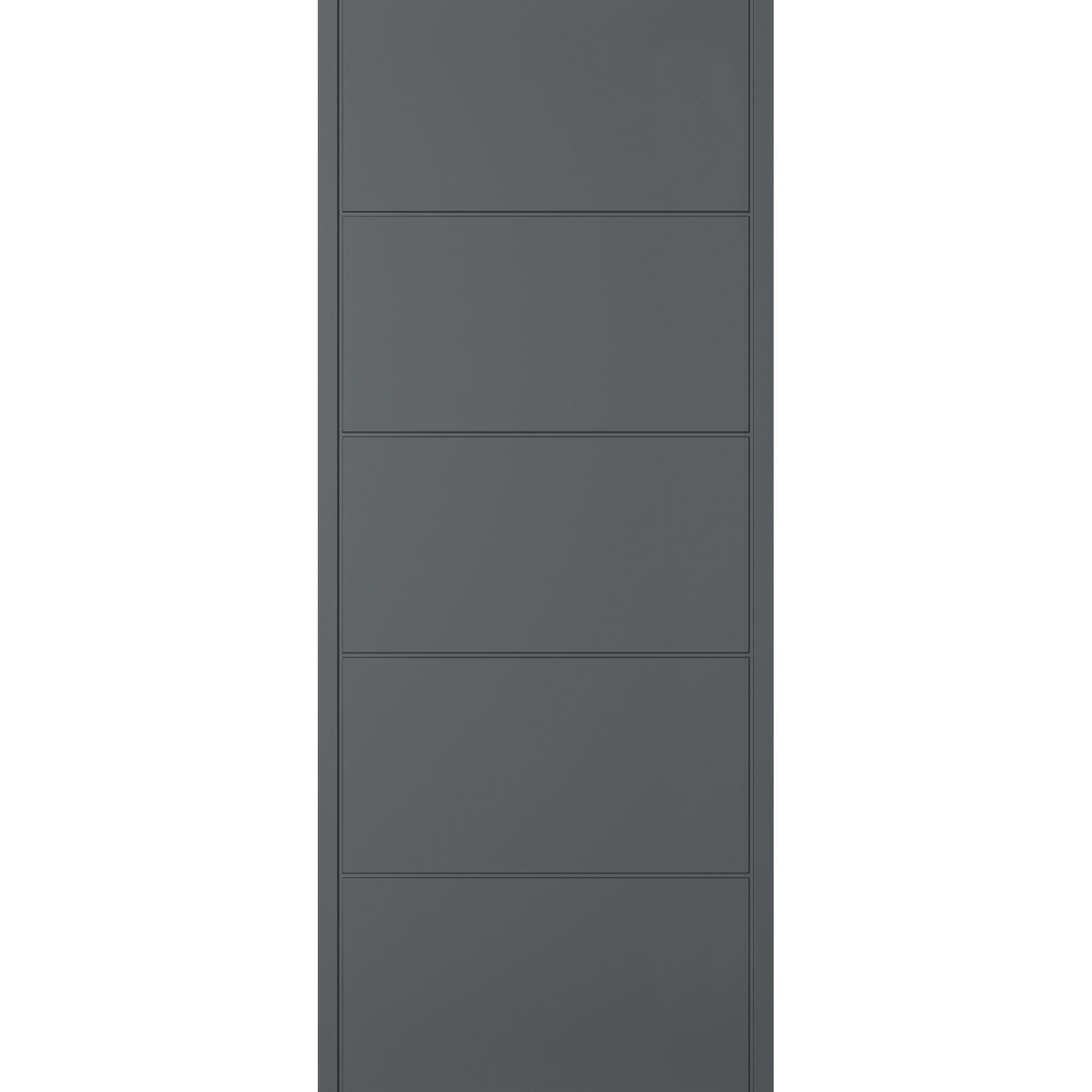 Linear 5 panel Unglazed Shaker Anthracite External Panel Front door, (H)1981mm (W)762mm