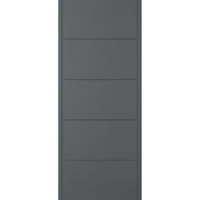 Linear 5 panel Unglazed Shaker Anthracite External Panel Front door, (H)1981mm (W)762mm