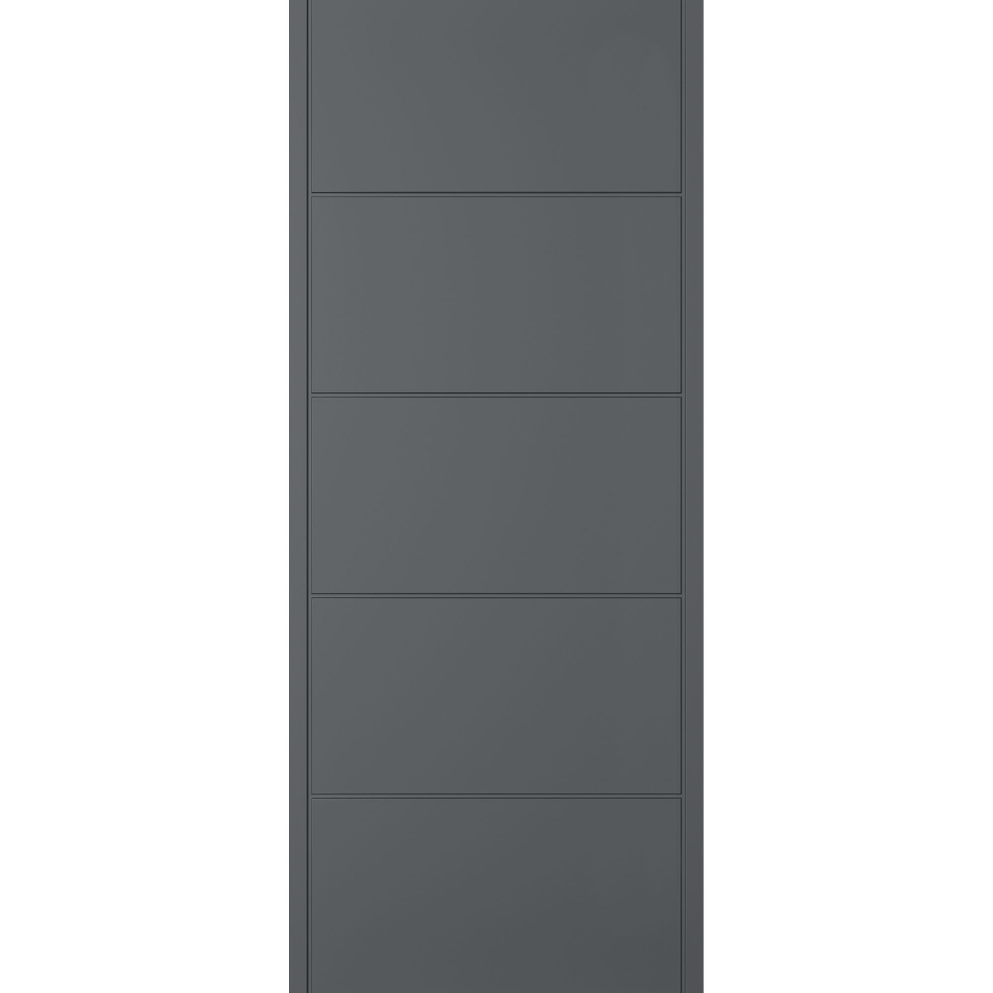 Linear 5 panel Unglazed Shaker Anthracite Wooden External Panel Front door, (H)1981mm (W)762mm