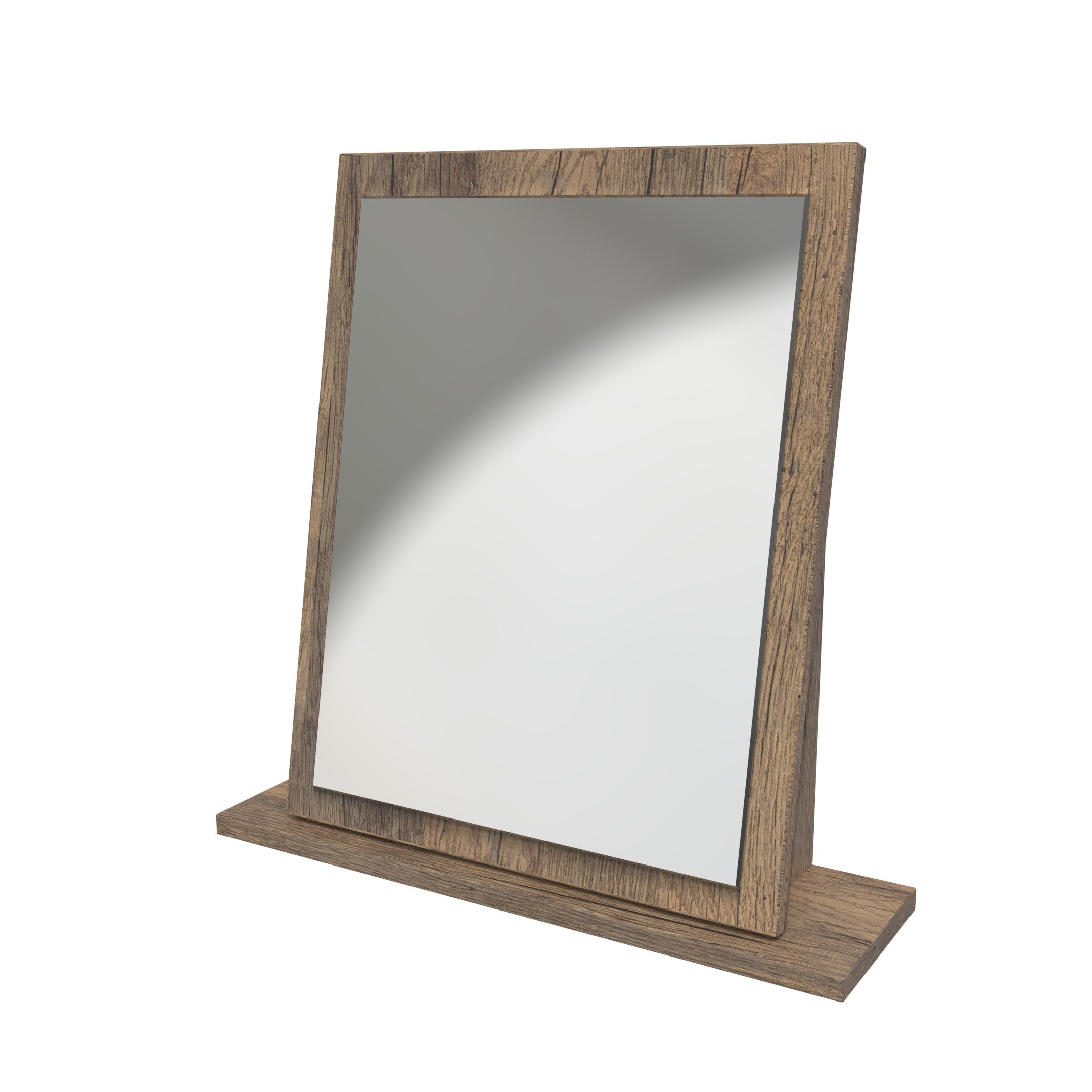 Linear Brown Oak effect Rectangular Freestanding Framed mirror, (H)50.5cm (W)48cm