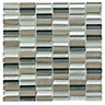 Linear Grey Glass & stone Mosaic tile, (L)300mm (W)300mm