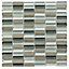 Linear Grey Glass & stone Mosaic tile, (L)300mm (W)300mm