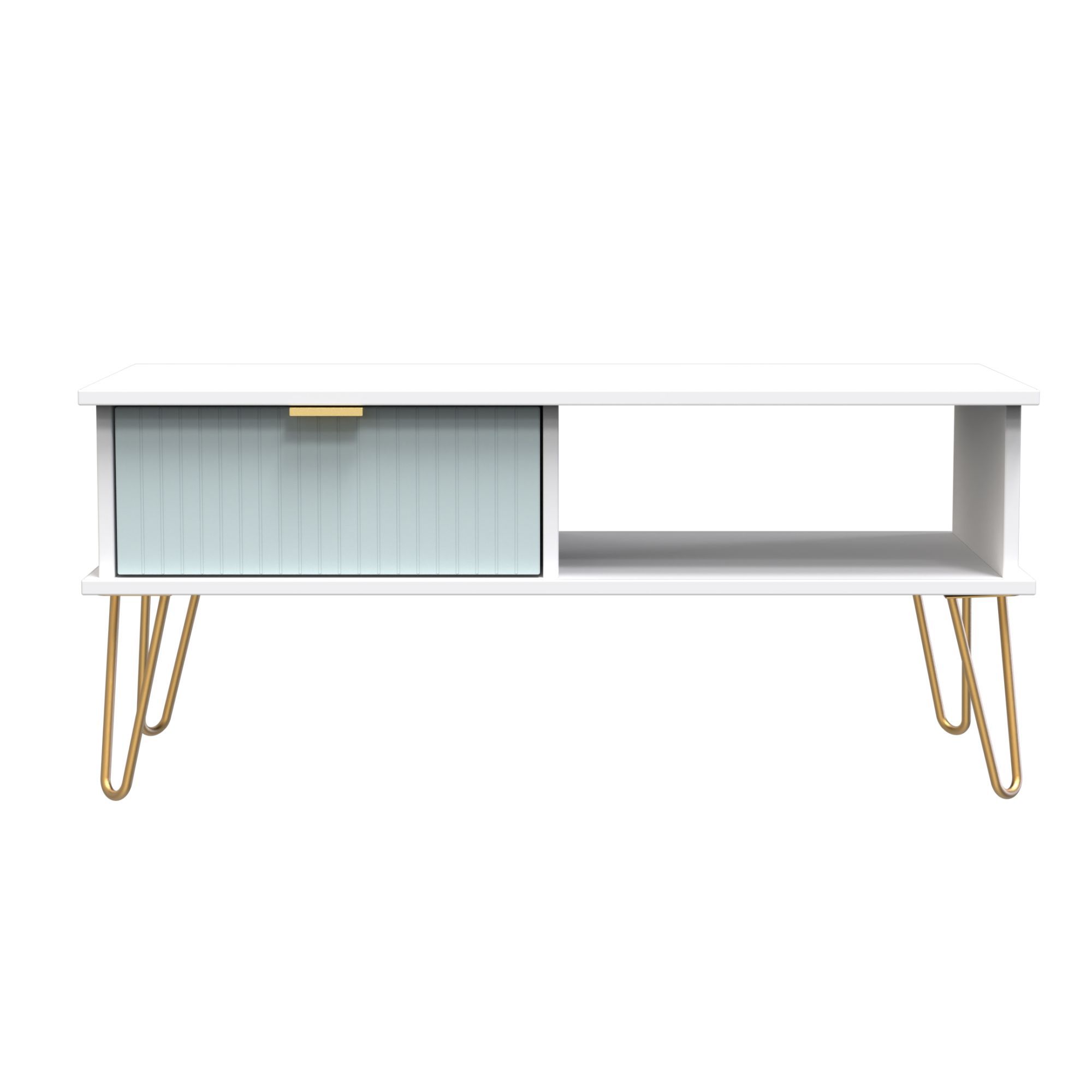 Linear Ready assembled Matt duck egg & white 1 Drawer Small Coffee table (H)455mm (W)905mm (D)395mm