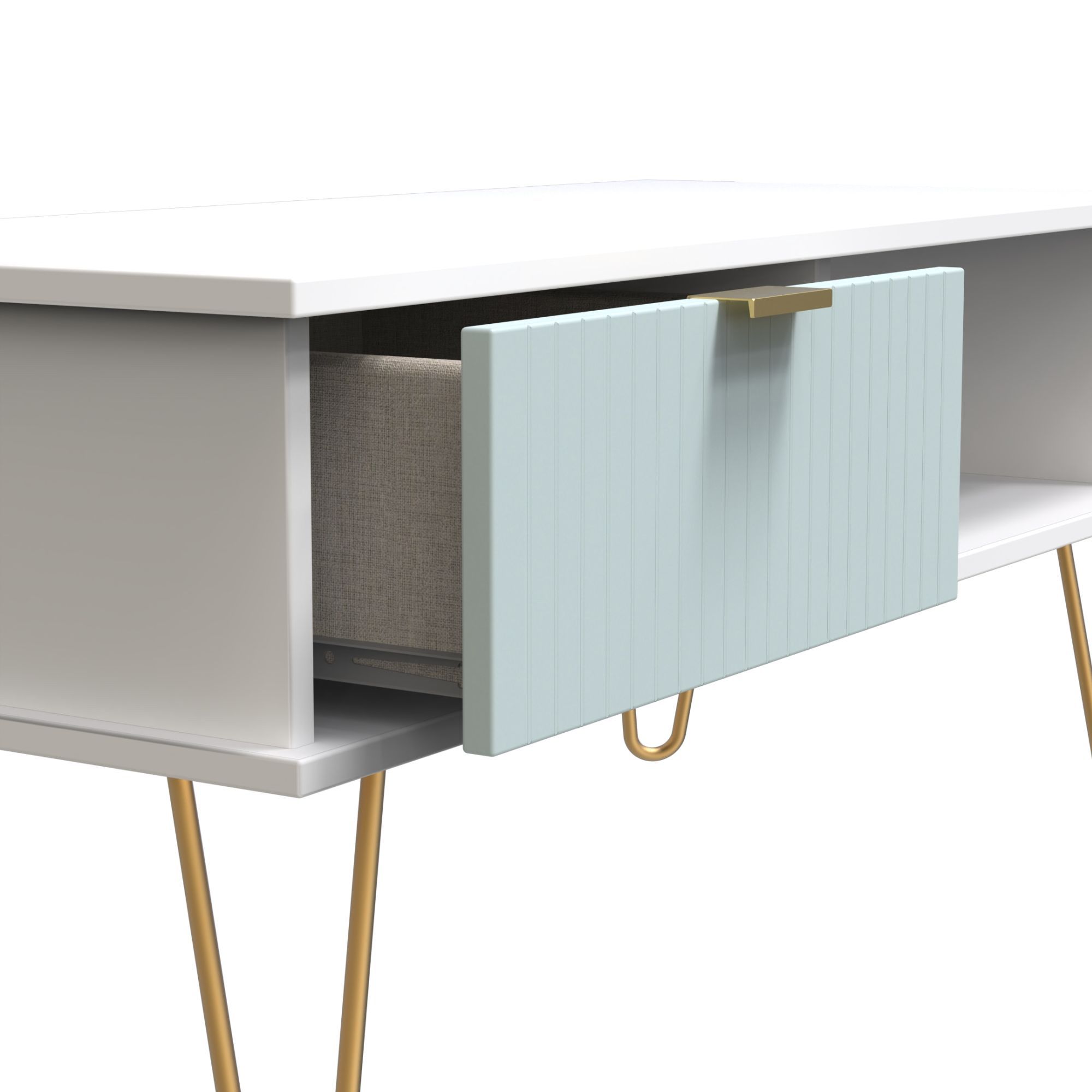 Linear Ready assembled Matt duck egg & white 1 Drawer Small Coffee table (H)455mm (W)905mm (D)395mm