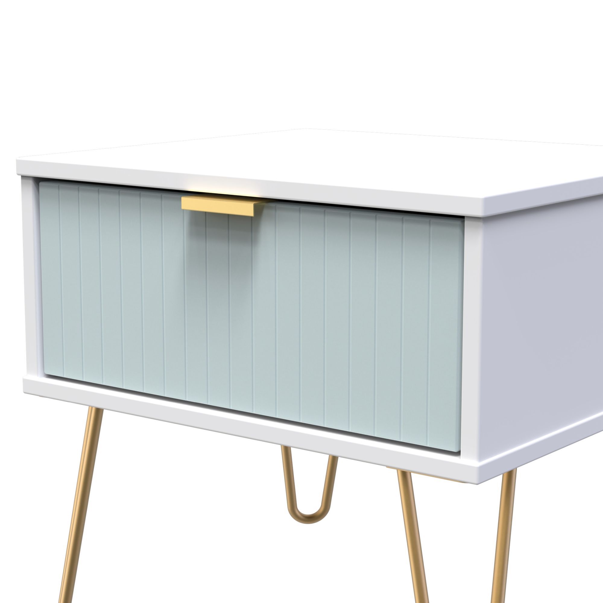 Linear Ready assembled Matt duck egg & white 1 Drawer Small Side table (H)410mm (W)450mm (D)395mm