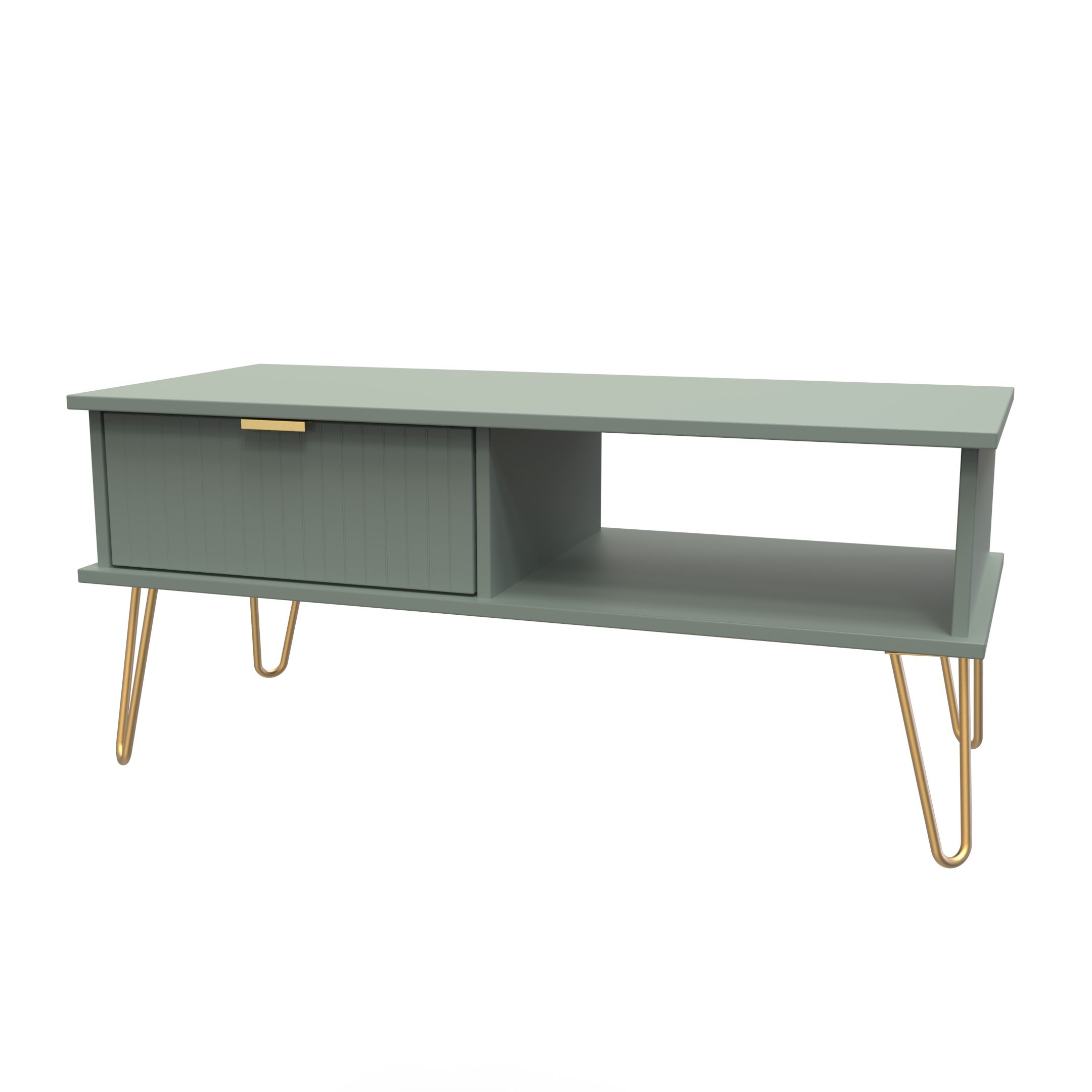 Linear Ready assembled Matt green 1 Drawer Small Coffee table (H)455mm (W)905mm (D)395mm