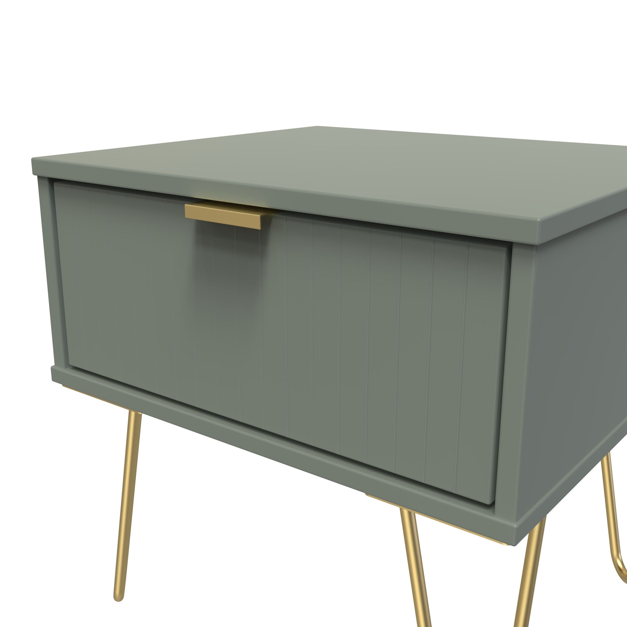 Linear Ready assembled Matt green 1 Drawer Small Side table (H)410mm (W)450mm (D)395mm