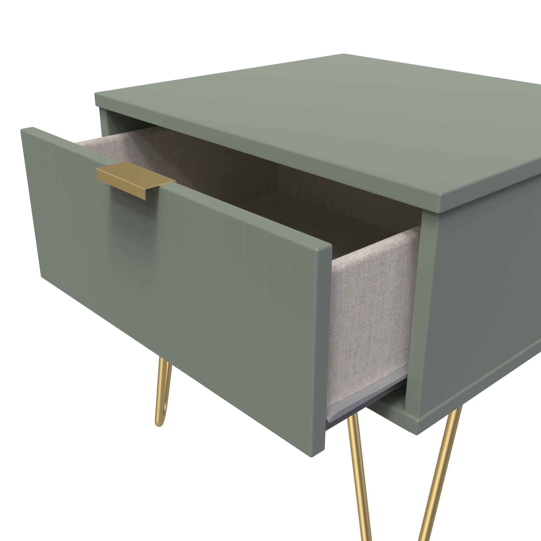 Linear Ready assembled Matt green 1 Drawer Small Side table (H)410mm (W)450mm (D)395mm