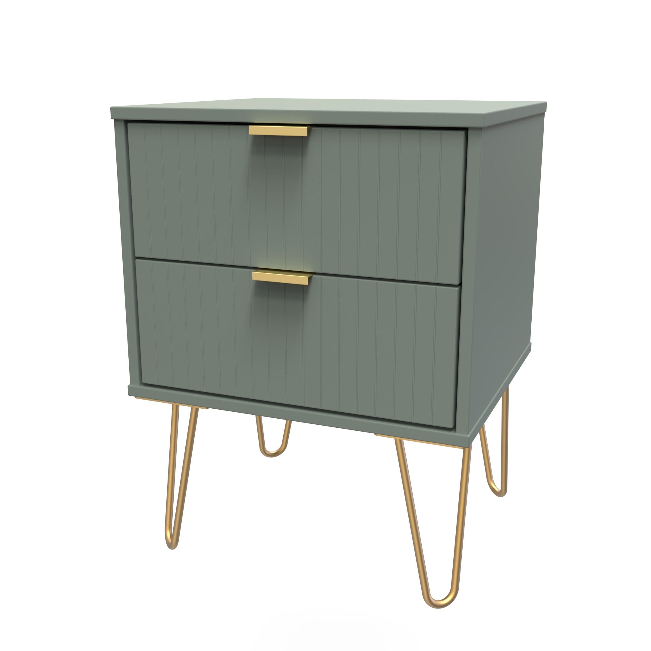 Linear Ready assembled Matt green 2 Drawer Bedside chest (H)505mm (W)395mm (D)415mm