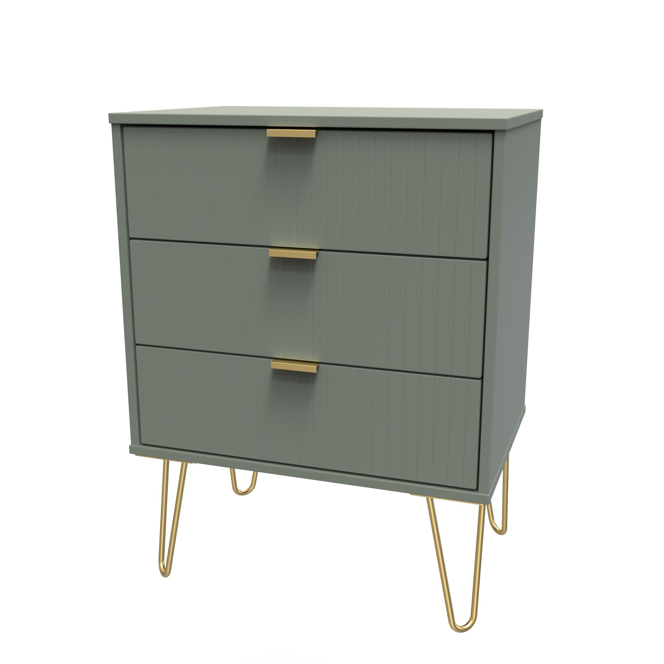 Linear Ready assembled Matt green 3 Drawer Chest of drawers (H)740mm (W ...