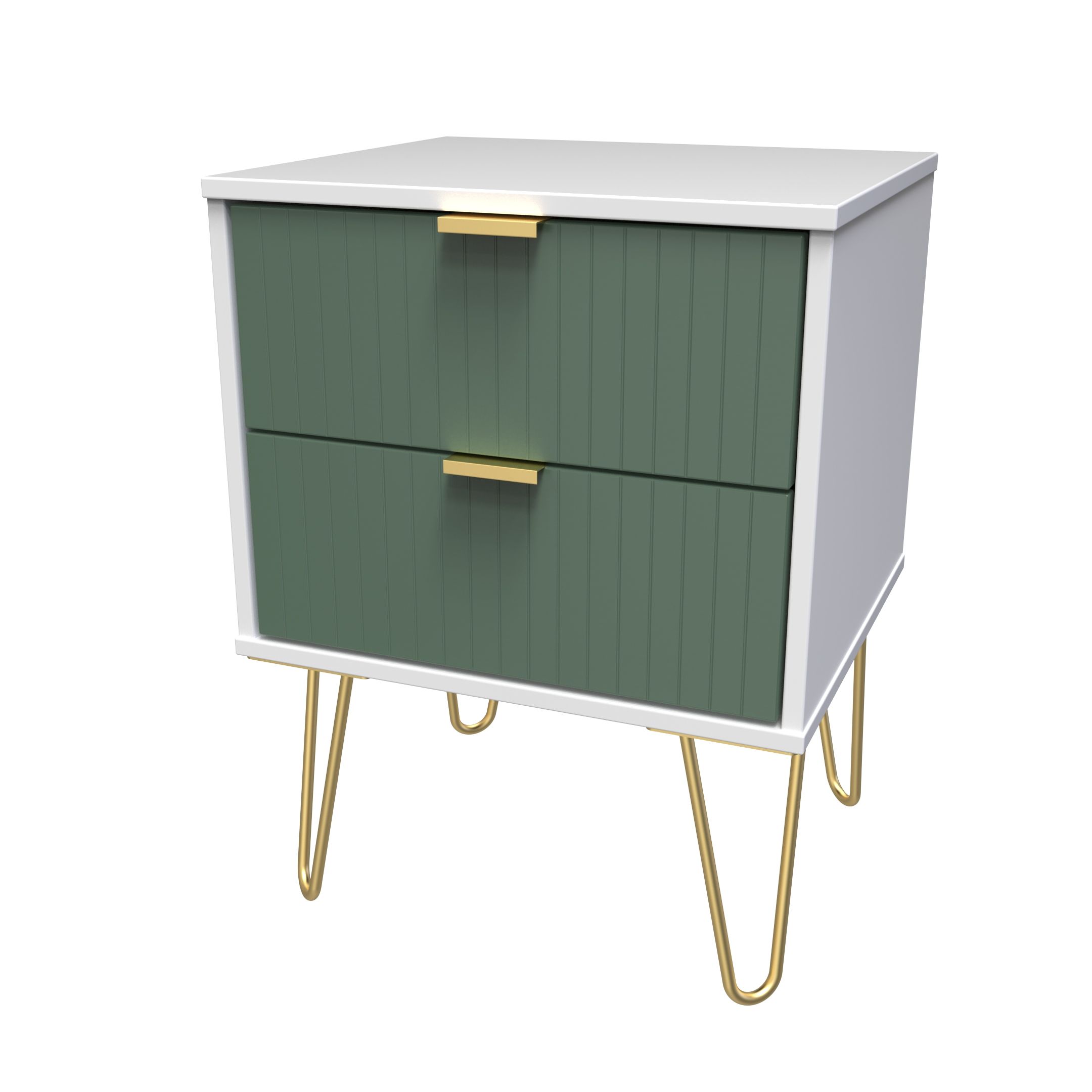 Linear Ready assembled Matt green & white 2 Drawer Bedside chest (H)505mm (W)395mm (D)415mm