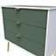 Linear Ready assembled Matt green & white 3 Drawer Chest of drawers (H)695mm (W)765mm (D)415mm
