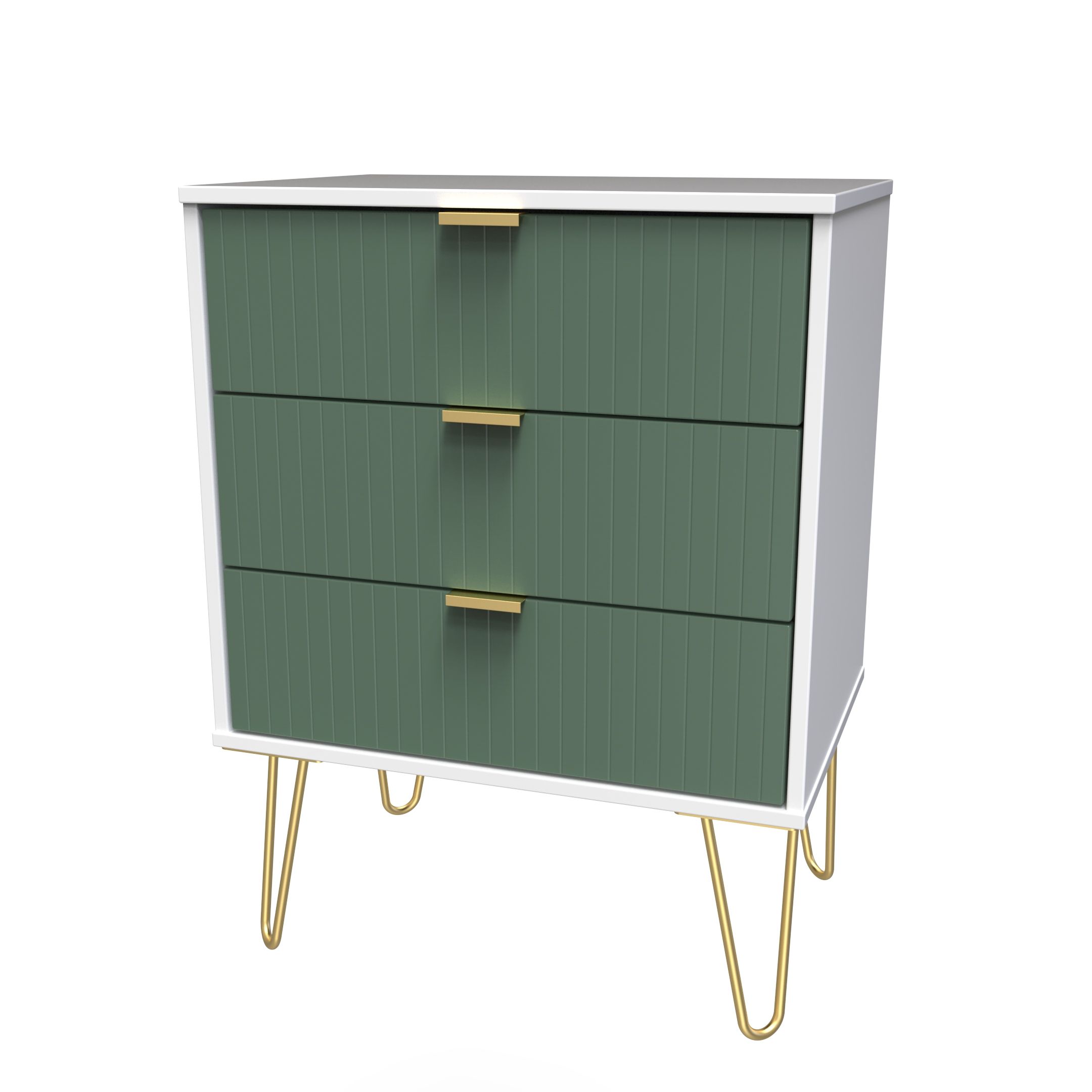 Linear Ready assembled Matt green & white 3 Drawer Chest of drawers (H ...