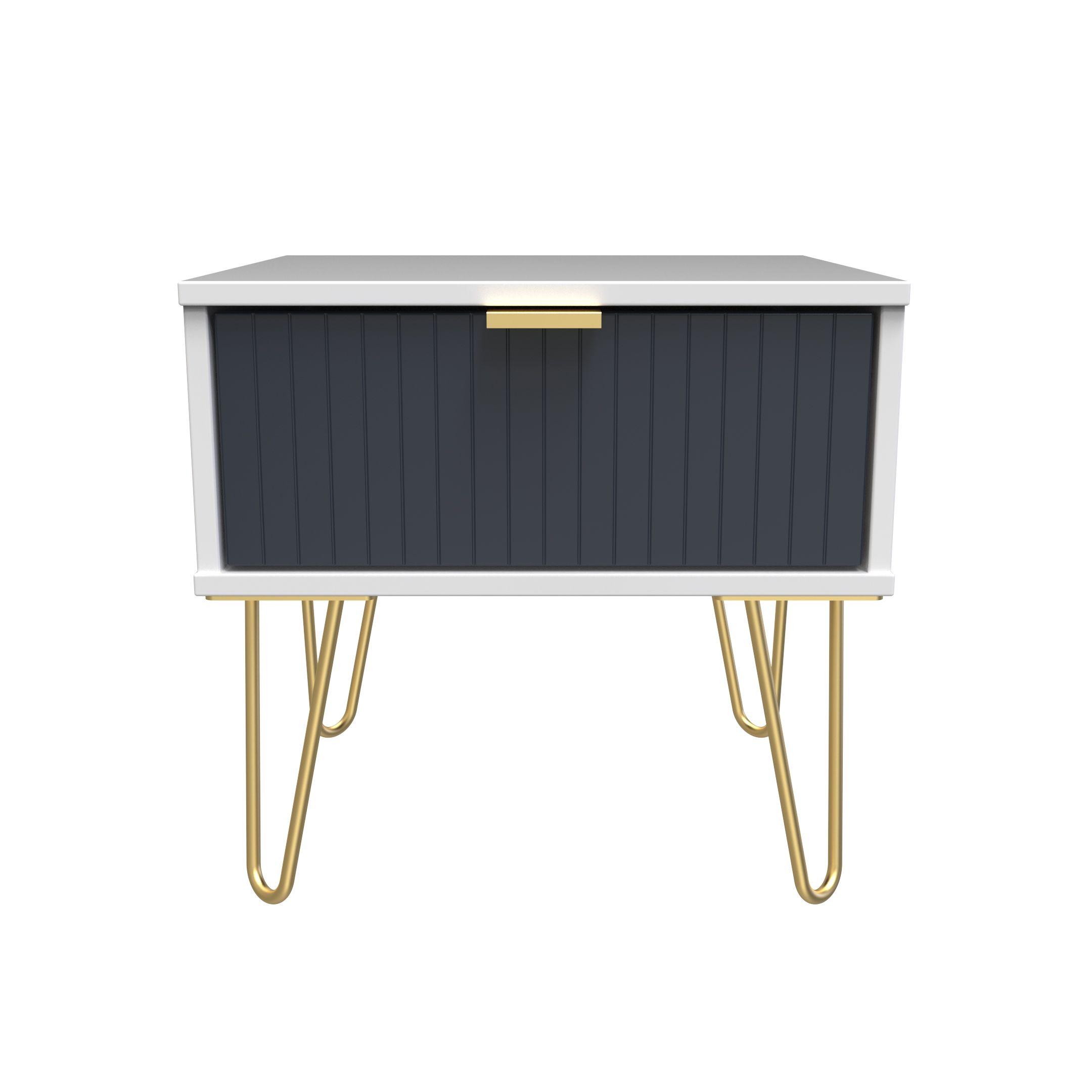 Linear Ready assembled Matt indigo & white 1 Drawer Small Side table (H)410mm (W)450mm (D)395mm