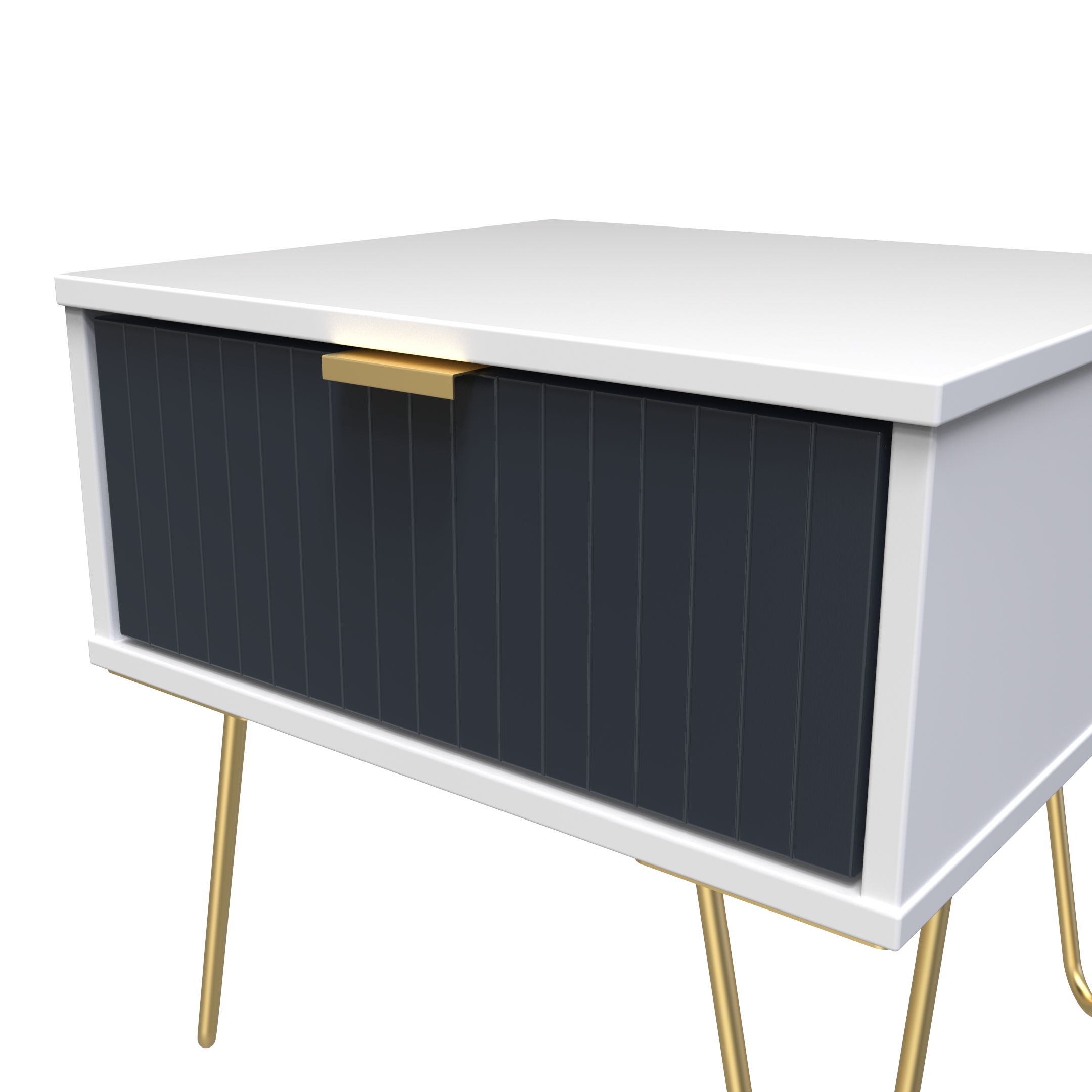 Linear Ready assembled Matt indigo & white 1 Drawer Small Side table (H)410mm (W)450mm (D)395mm