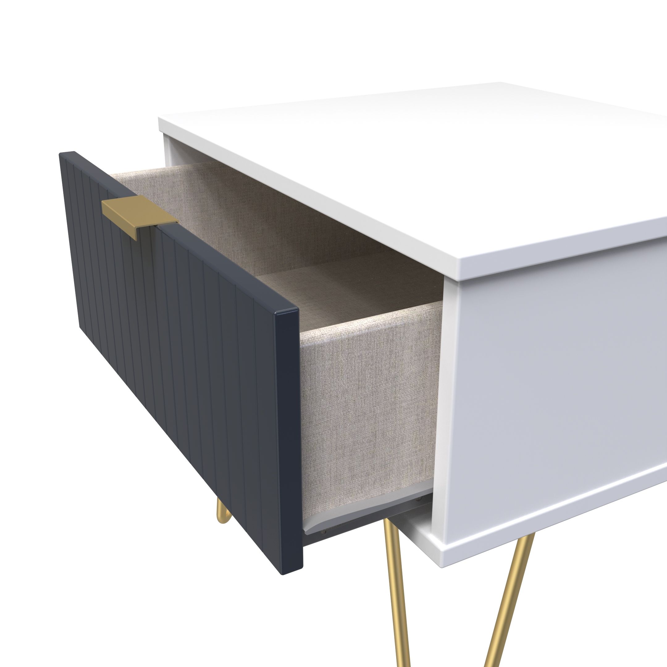 Linear Ready assembled Matt indigo & white 1 Drawer Small Side table (H)410mm (W)450mm (D)395mm