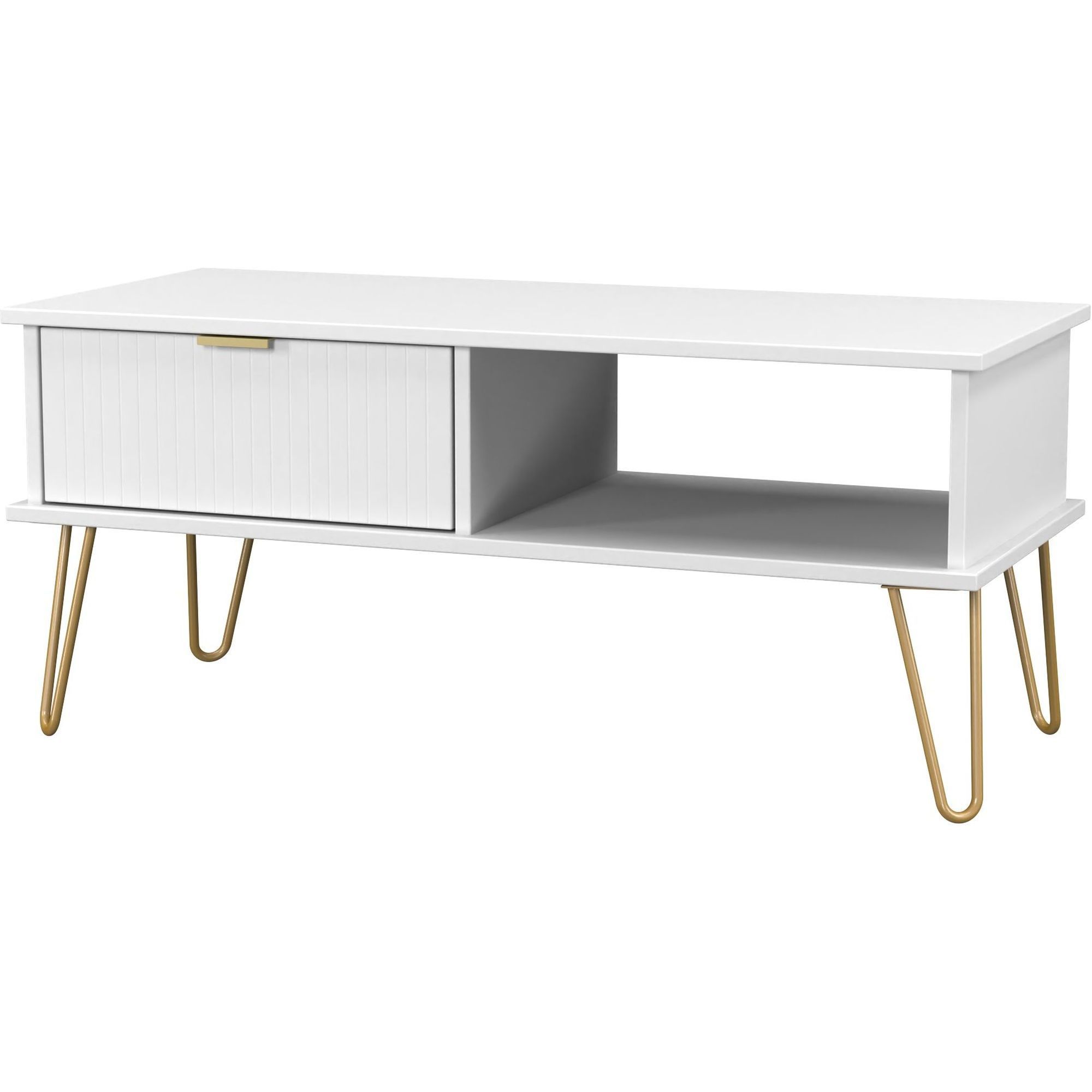 Linear Ready assembled Matt white 1 Drawer Small Coffee table (H)455mm (W)905mm (D)395mm