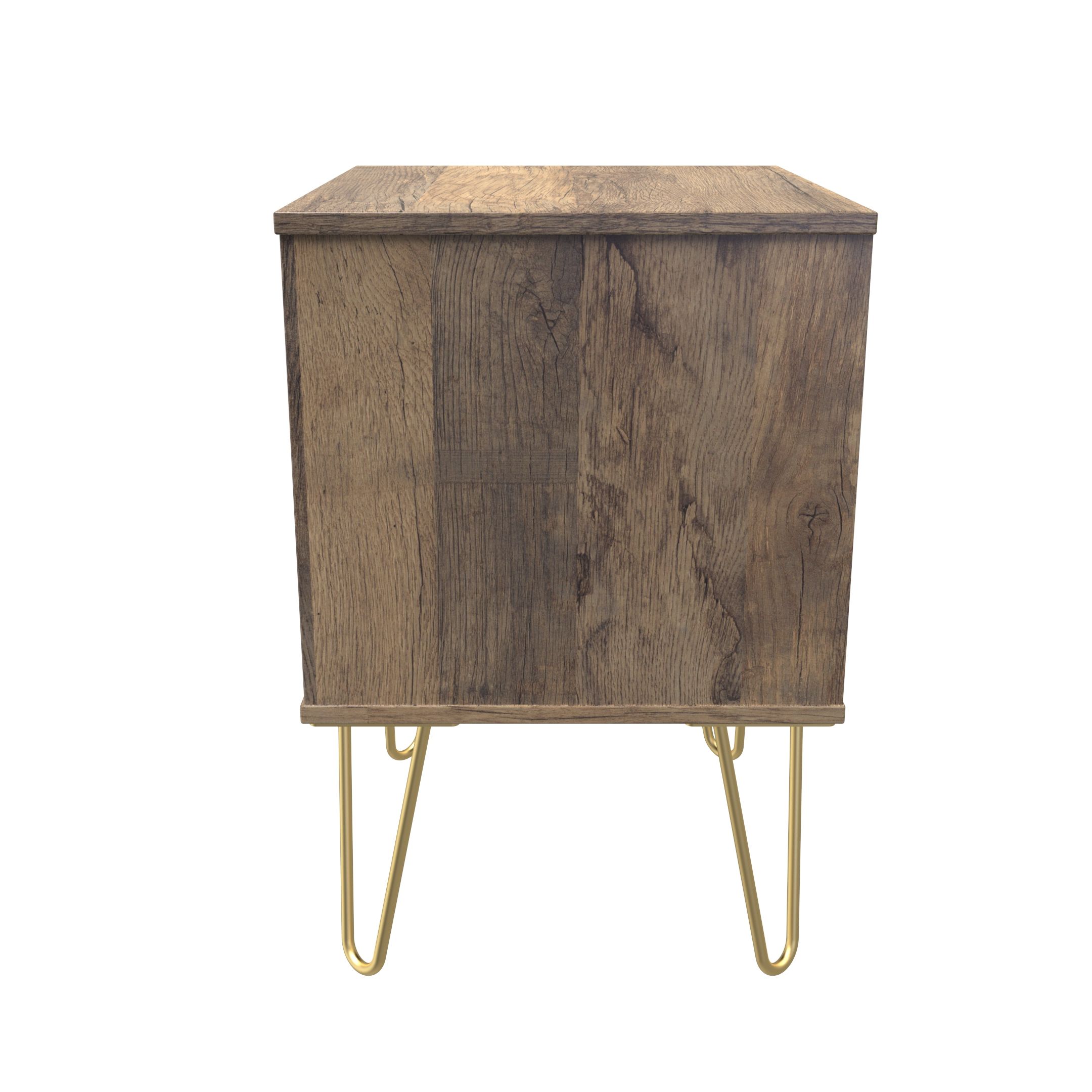 Linear Ready assembled Matt white dark oak effect 2 Drawer Bedside chest (H)505mm (W)395mm (D)415mm