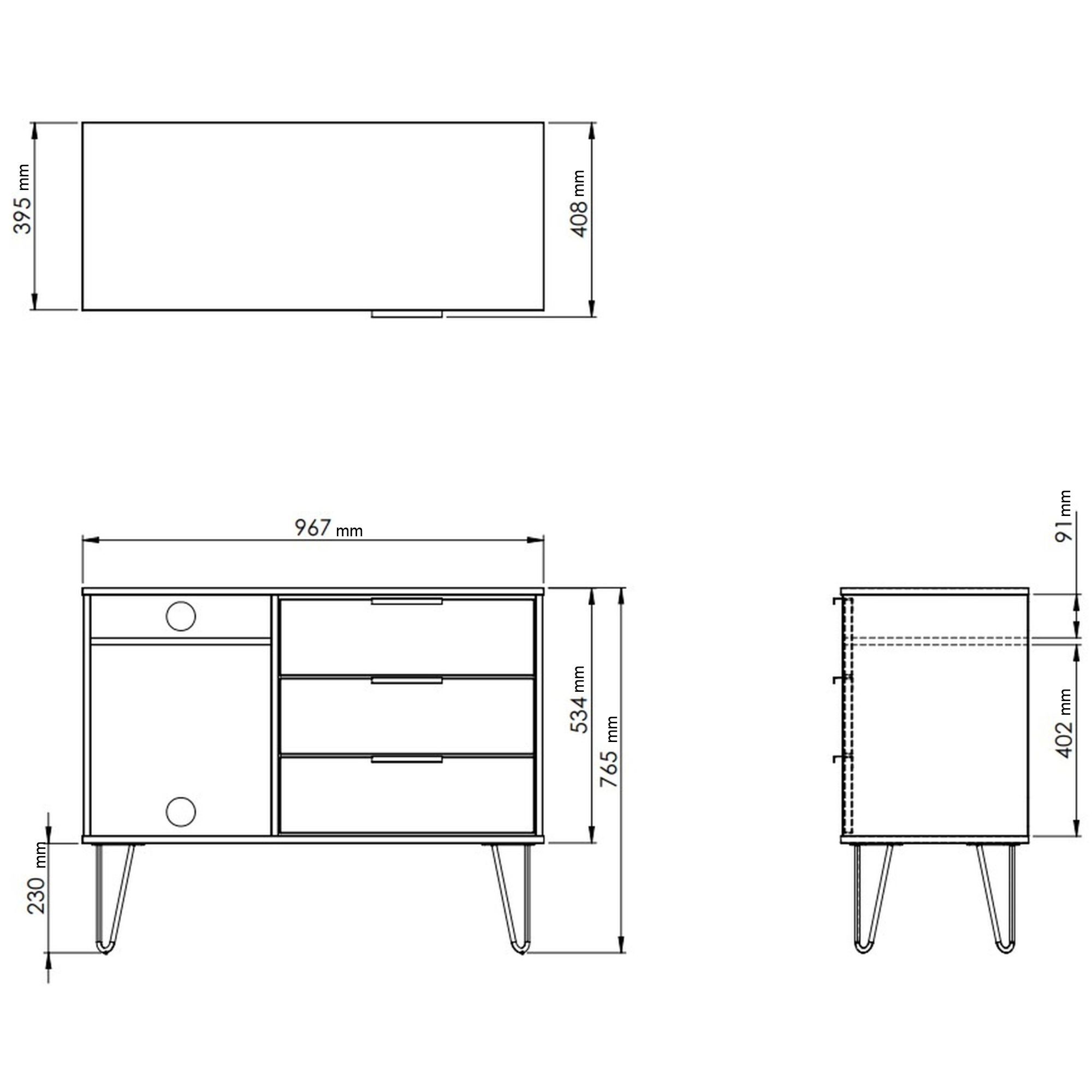 Linear Ready assembled White oak effect Media unit with 2 shelves & 3 drawers, (H)97cm x (W)74cm x (D)39.5cm