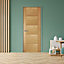 Linear Unglazed Contemporary White oak veneer Internal Timber Door, (H)1981mm (W)762mm (T)35mm