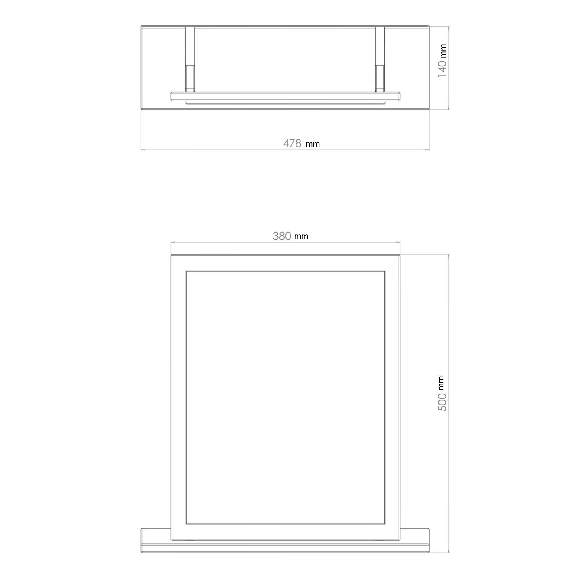 Linear White Rectangular Freestanding Framed mirror, (H)50.5cm (W)48cm