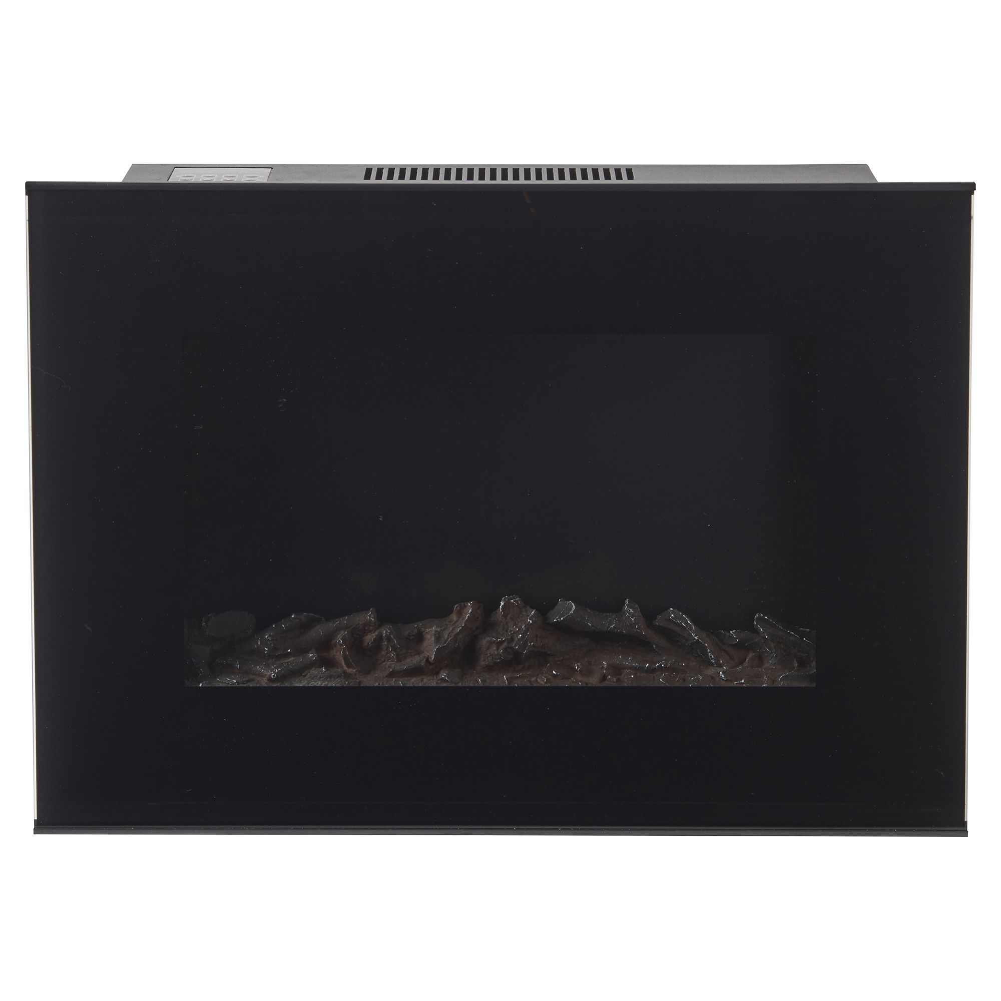 Lingga 1.9kW Black Glass effect Wall-mounted Fire (H)460mm (W)655mm (D)135mm